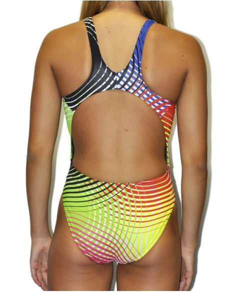 BAÑADOR NATACIÓN DS SONAR resistente al cloro, tira ancha.