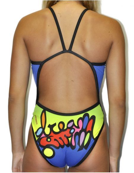 BAÑADOR NATACIÓN DS DREAM- resistente al cloro, tira fina.