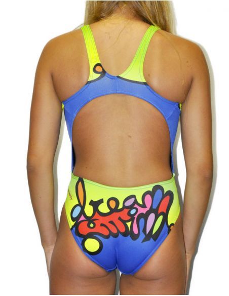 BAÑADOR NATACIÓN DS DREAM - resistente al cloro, tira ancha.