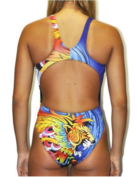 BAÑADOR NATACIÓN DS MANGA LION - resistente al cloro, tira ancha.