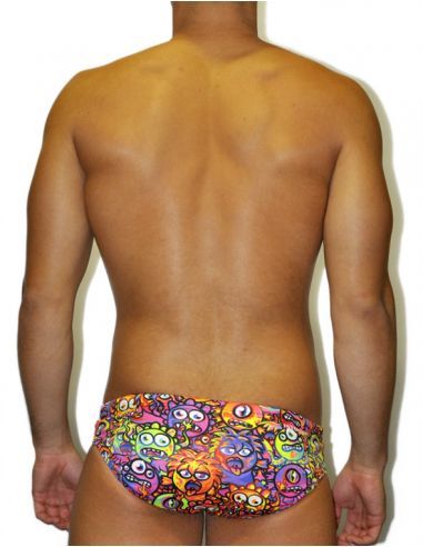 MEN'S WATERPOLO DS SWIMSUIT MONSTERS, Double-layered & excellent chlorine resistance.