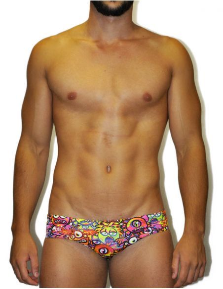 MEN'S WATERPOLO DS SWIMSUIT MONSTERS, Double-layered & excellent chlorine resistance.