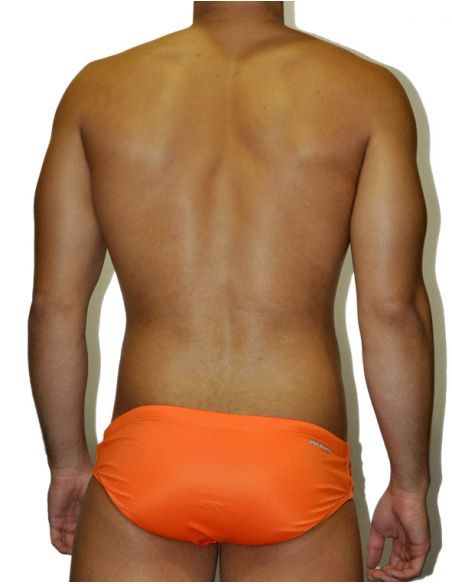 MEN'S WATERPOLO DS SWIMSUIT TARONJA FLUOR, Double-layered & excellent chlorine resistance.