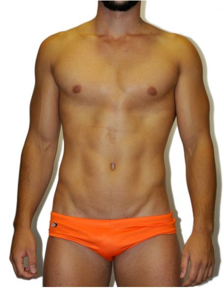 MEN'S WATERPOLO DS SWIMSUIT TARONJA FLUOR, Double-layered & excellent chlorine resistance.