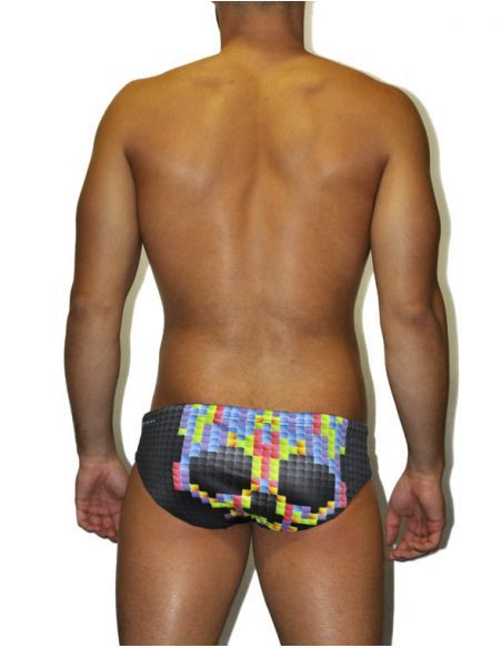 Bañador hombre waterpolo PIXEL - doble capa y resistente al cloro.