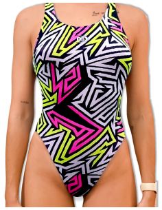 BAÑADOR NATACIÓN CHICA TIRA ANCHA DS LINE PATTERN