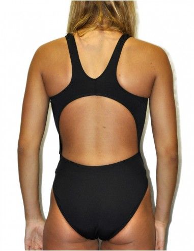 BAÑADOR NATACIÓN DS BASICO NEGRO - resistente al cloro, tira ancha.